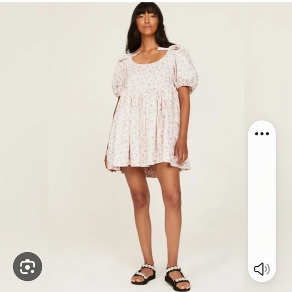 Sandy Liang Hugo Dress. Floral Puff Sleeve Mini Dress Size 10 - Picture 1 of 7